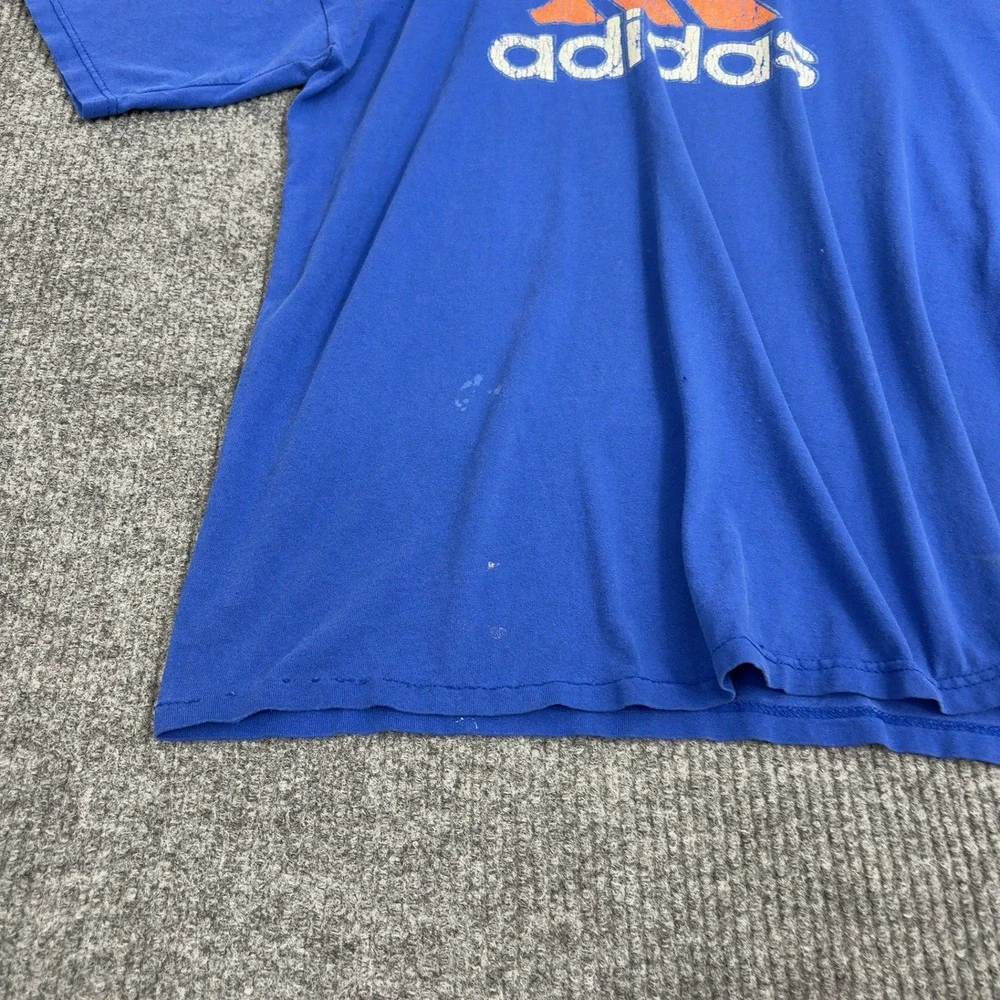Vintage Adidas T Shirt Mens L Blue Cotton Graphic Logo Sportswear Streetwear